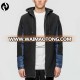 New arrival hot sale factory price jean patchwork two way zip fastening fashion mens wool jacket