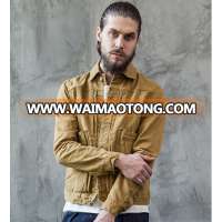 Custom Classic America Style Fashion Cotton Short Long Sleeves Leisure Khaki Men′s Jeans Jacket